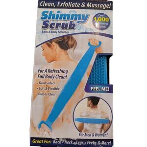New As Seen on TV Shimmy Scrub Back Body Scrubber Exfoliating Dual Sided Soft